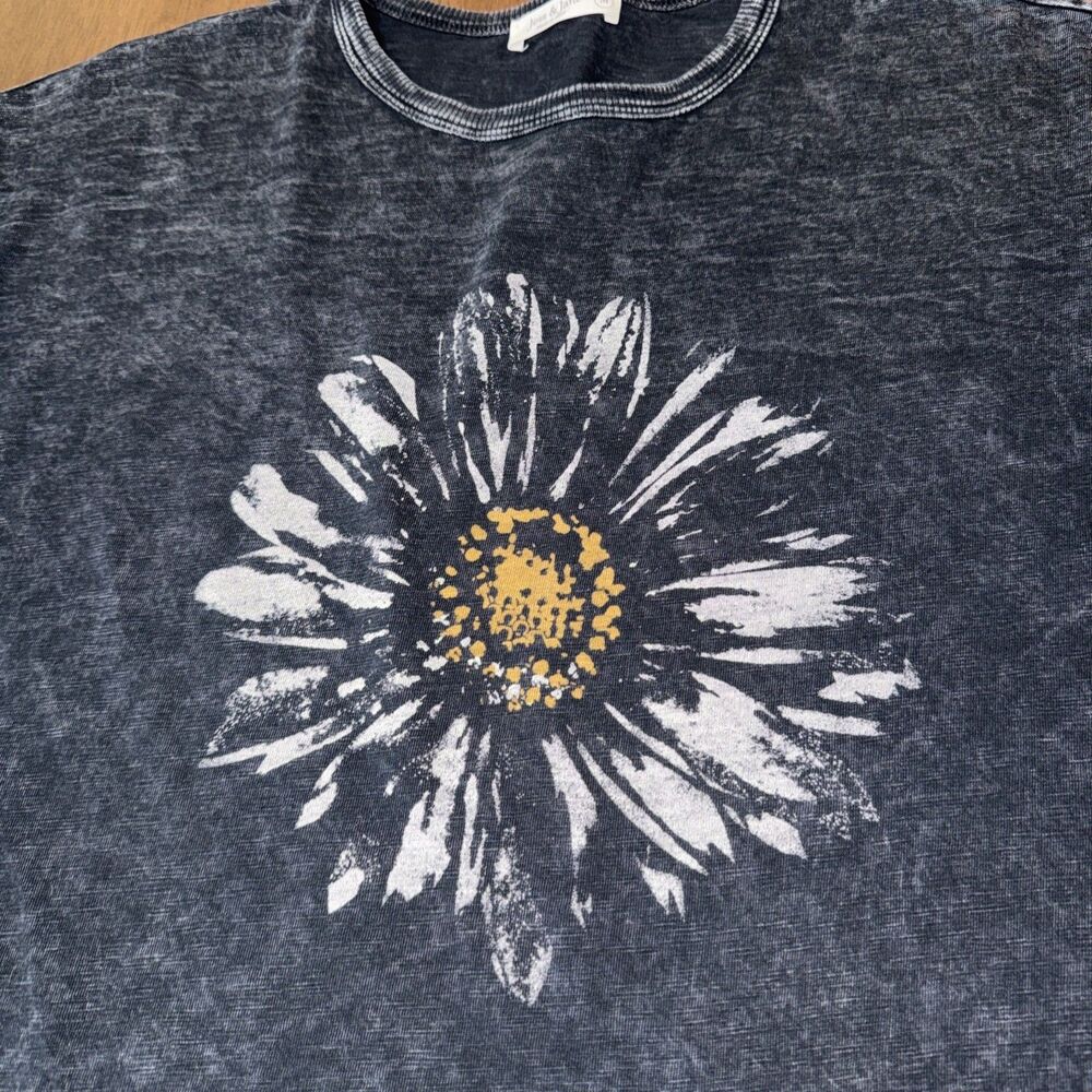 Jess & Jane Washed Black Daisy Tunic Top Medium Lagenlook Boho Pocket Cotton USA - Picture 5 of 11